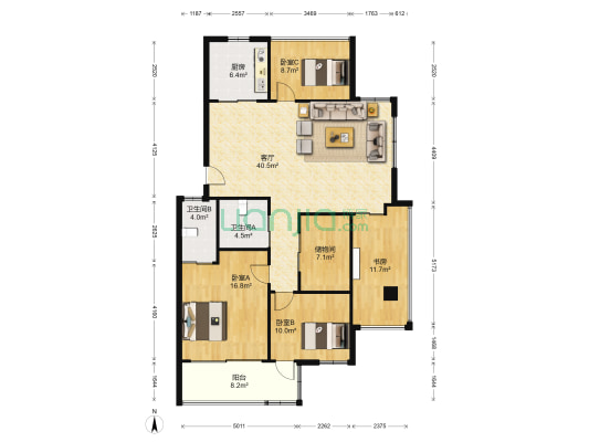 下寅锦园 4室1厅2卫 141平方