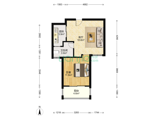 爱博三村 1室1厅1卫 56平方
