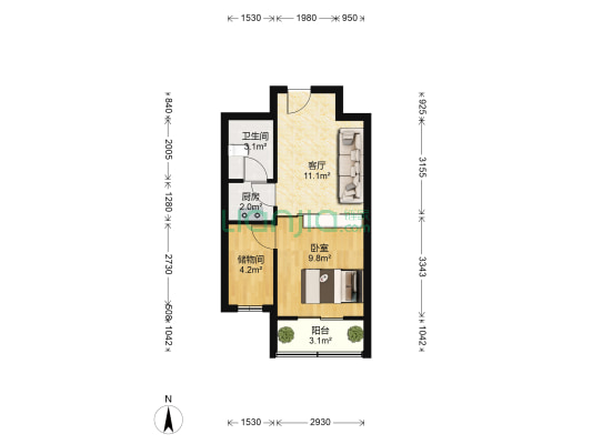 文荟佳园 1室1厅1卫 49平方