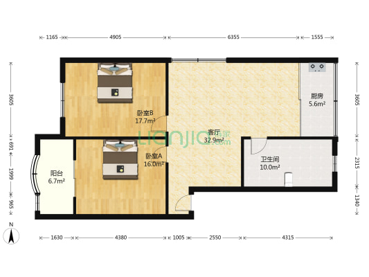 蔡姚路7号 2室1厅1卫 98平方