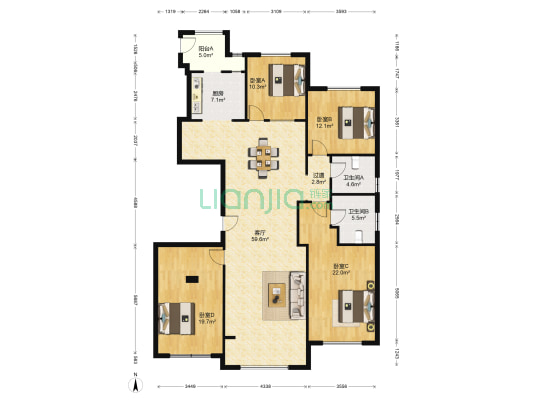 香榭御澄 4室1厅2卫 161平方