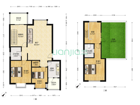 西华阳光 3室1厅2卫 127平方