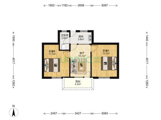 小巷26号 2室1厅1卫 58平方
