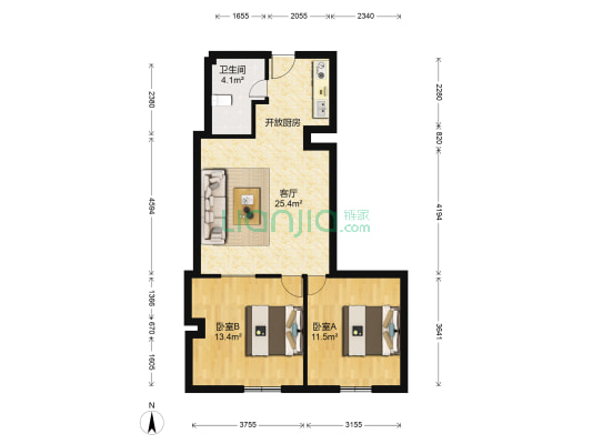 大同大厦 2室1厅1卫 82平方