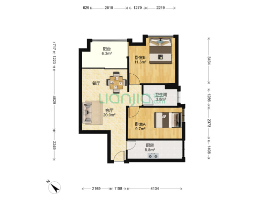 四季花园 2室1厅1卫 78平方