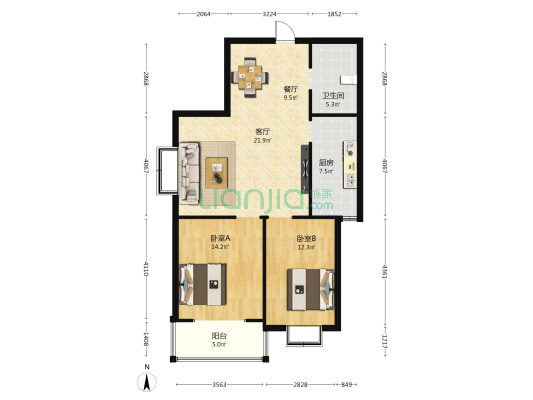 尚景佳园 2室2厅1卫 101平方