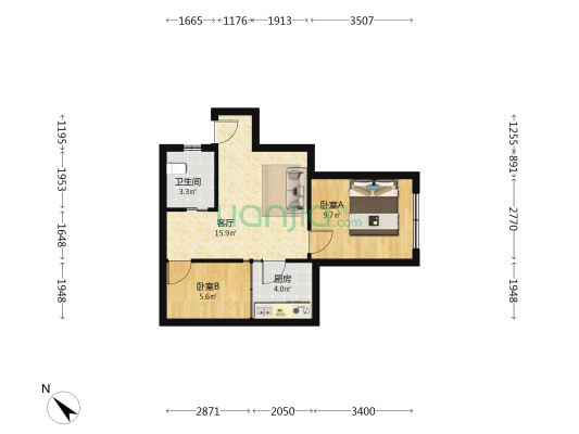 石人南街14号 2室1厅1卫 43平方