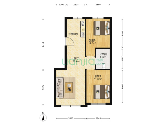万龙银河城北区三期 2室1厅1卫 82平方