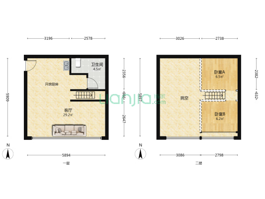 中信诚开信悦湾 2室1厅1卫 57平方