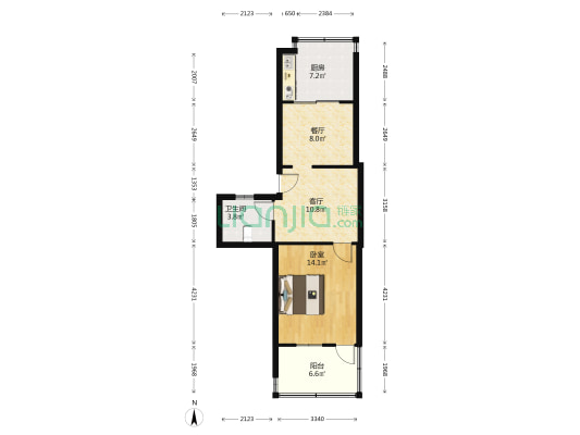 经四路542号 1室2厅1卫 61平方