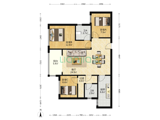 中南紫云集 3室1厅2卫 99平方