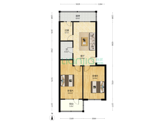 四中路68号院 2室1厅1卫 75平方
