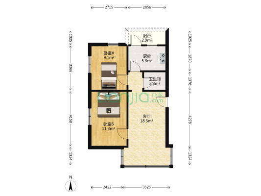 芹菜塘巷35号 2室1厅1卫 54平方