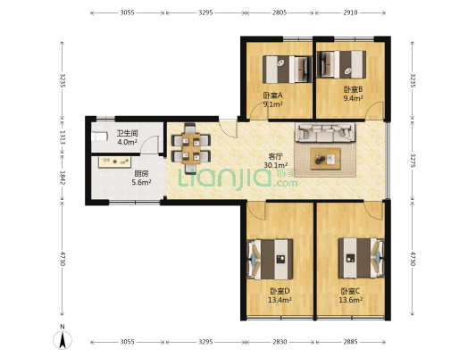 市西路116号 4室1厅1卫 110平方