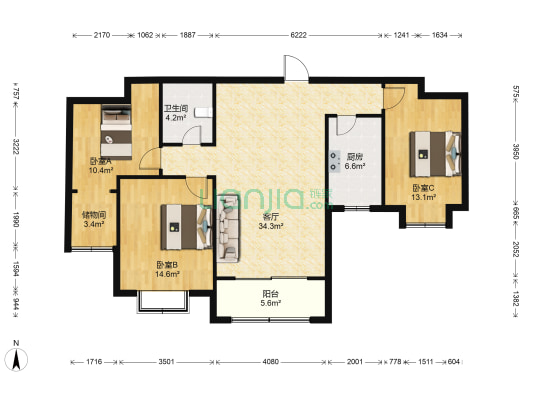 静山花园 3室1厅1卫 118平方