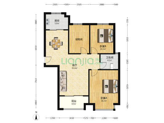 城西桥家园C组团 2室1厅1卫 113平方