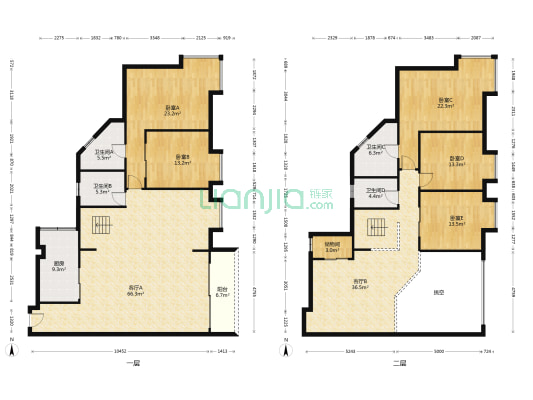 旗峰花园 5室2厅4卫 307平方