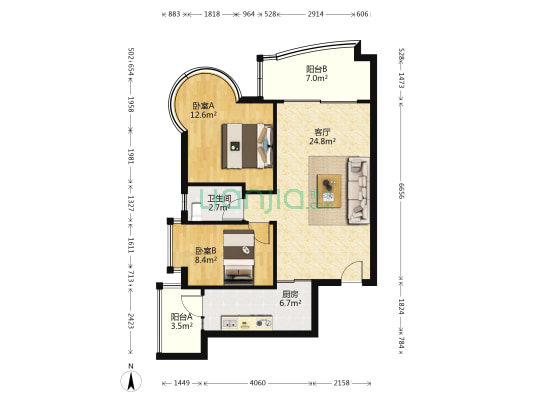 碧翠苑 2室1厅1卫 76平方