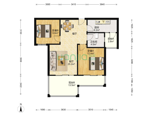 幸福大街东区 2室1厅1卫 81平方