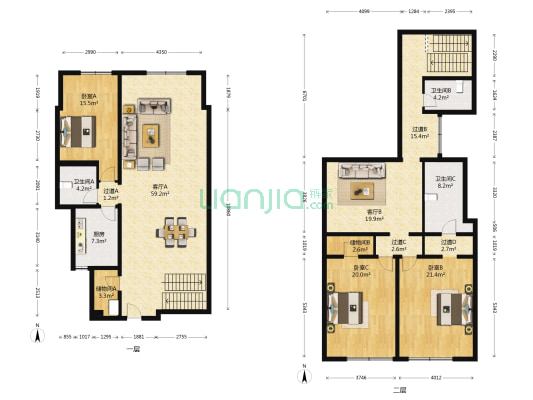 嘉慧苑 3室2厅3卫 264平方
