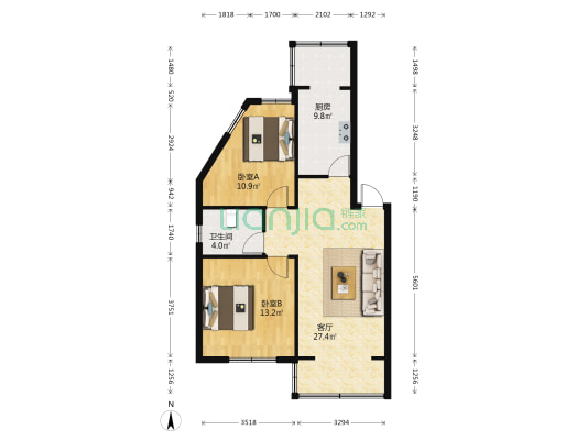 郭家桥北街11号 2室1厅1卫 81平方