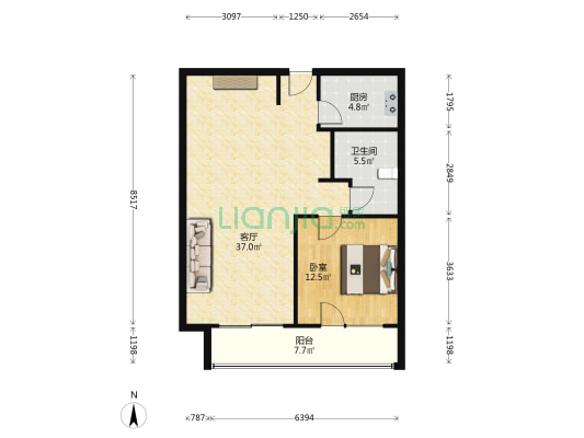 雅荟庭 1室1厅1卫 97平方