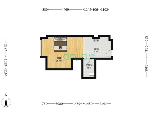 三箭和平广场 1室0厅1卫 52平方