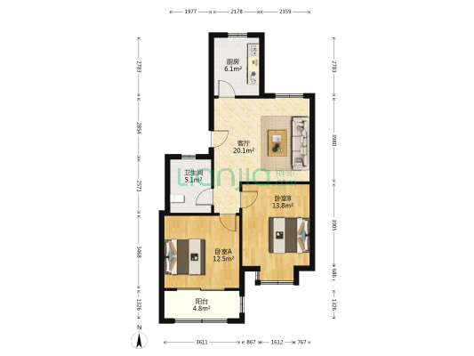 北姜佳苑 2室1厅1卫 84平方