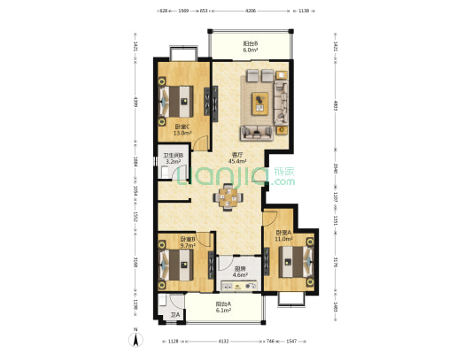 青海园区 3室1厅2卫 226平方