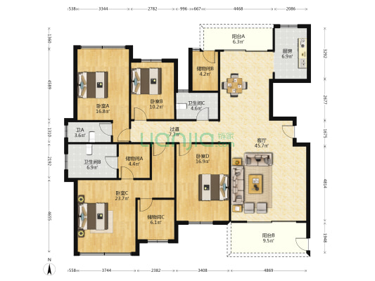 博林云栖 4室1厅3卫 205平方