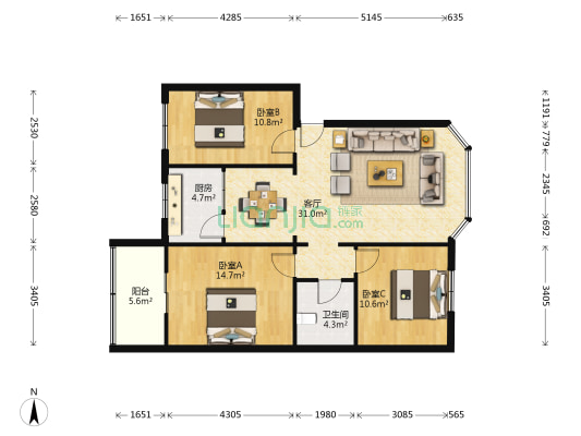 静雅苑 3室1厅1卫 97平方