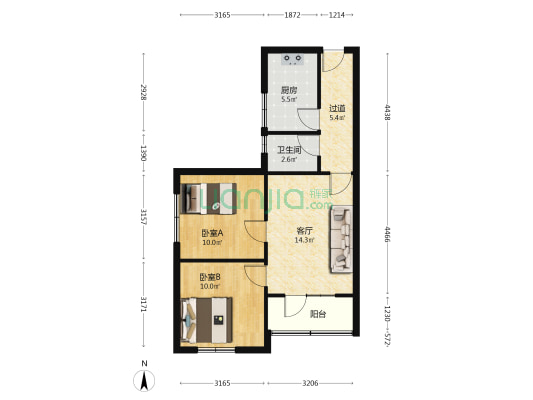 湖东北路22号 2室1厅1卫 62平方