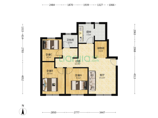 宝德云湾 3室1厅1卫 97平方