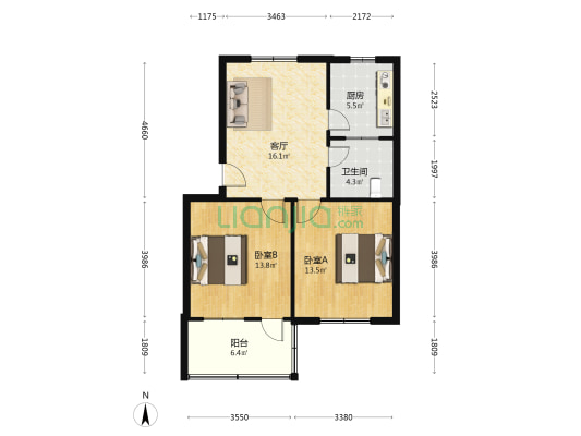 铁四局家属院 2室1厅1卫 72平方