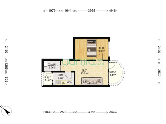 水荫四横路 1室1厅1卫 47平方