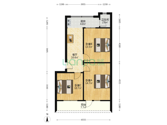 宝光大道中段428号 3室1厅1卫 72平方