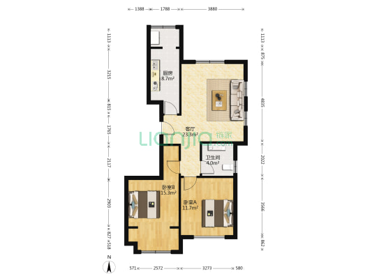 花栖左岸 2室1厅1卫 85平方