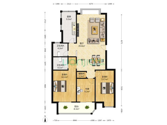 创业农庄 3室1厅2卫 135平方
