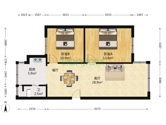 圆通街16号 2室1厅1卫 71平方