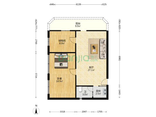 金鼎楼 1室1厅1卫 104平方