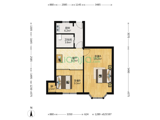 海关大楼 2室1厅1卫 74平方