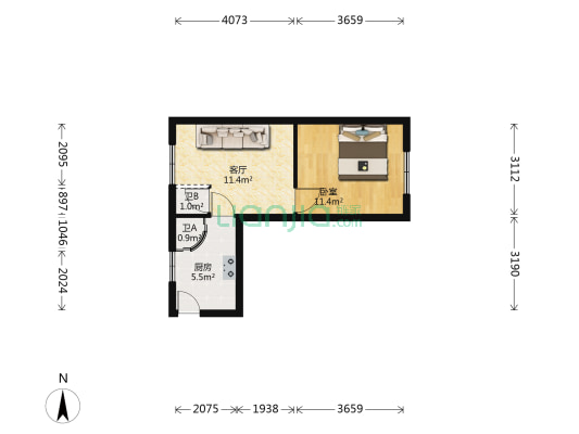 人民路1687号 1室1厅2卫 43平方