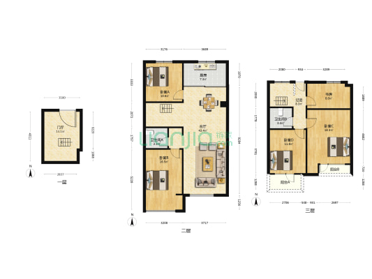 世茂国风龙院二期 5室1厅2卫 130平方