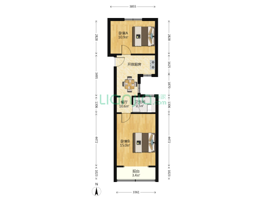 文苑小区(长宁) 2室1厅1卫 52平方