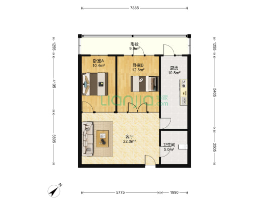 江南国际大厦 2室1厅1卫 99平方
