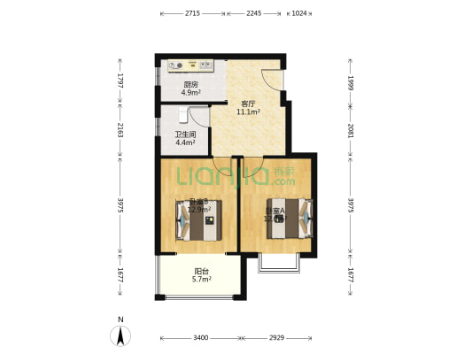 尚城雅居 2室1厅1卫 68平方