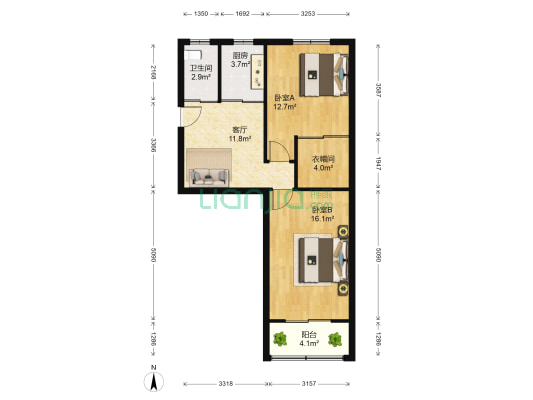 通扬新村 2室1厅1卫 70平方