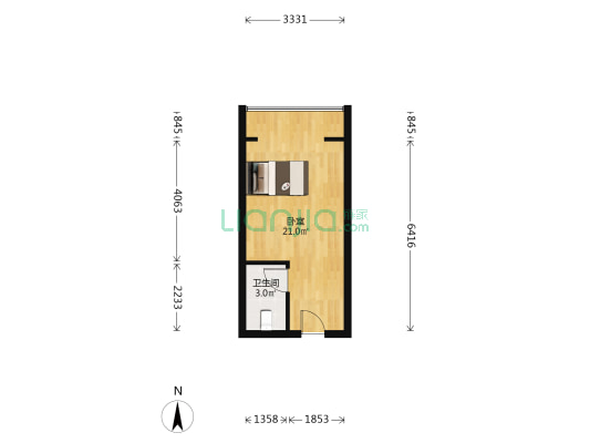 美林美寓 1室0厅1卫 34平方