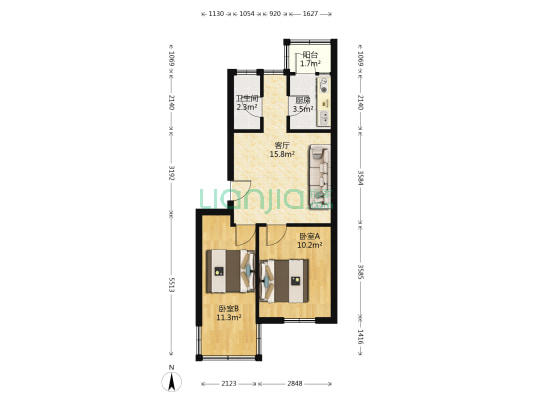 合浦北村 2室1厅1卫 57平方