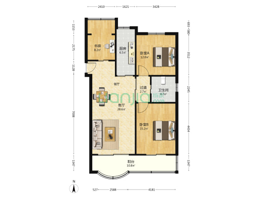 盛世家园 3室1厅1卫 95平方
